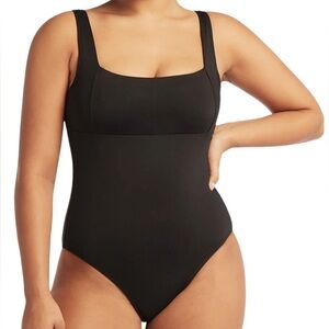 Sea Level NEW Black Square Neck One-Piece Swimsuit